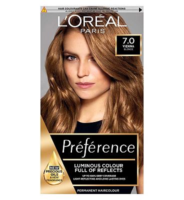 LOral Paris Preference Permanent Hair Dye, Luminous Colour, Blonde 7.0, Luminous Colour