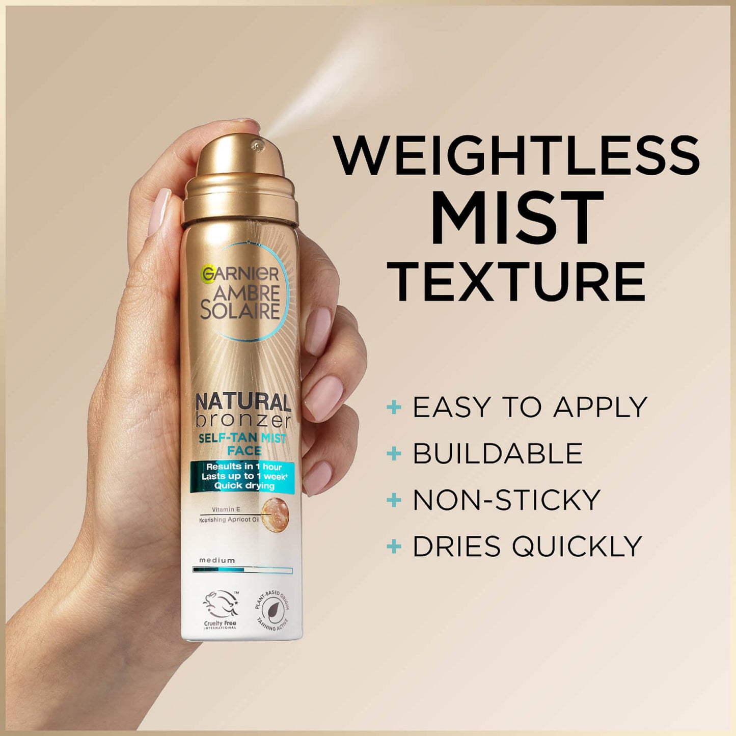 Ambre Solaire Natural Bronzer Quick Drying Dark Self Tan Face Mist 75ml