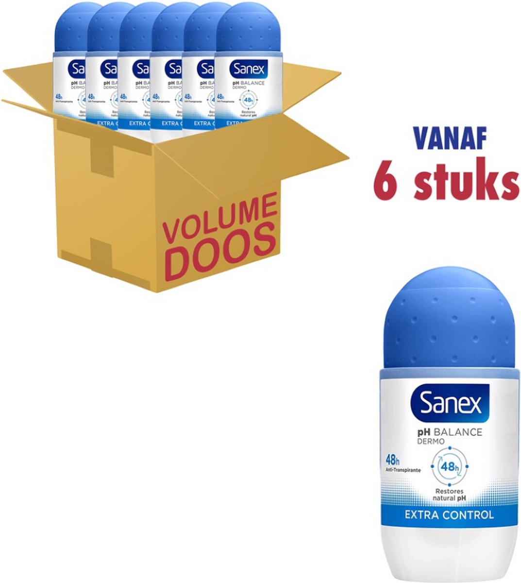 Sanex Roller Dermo Extra Control (6 x 50ml)