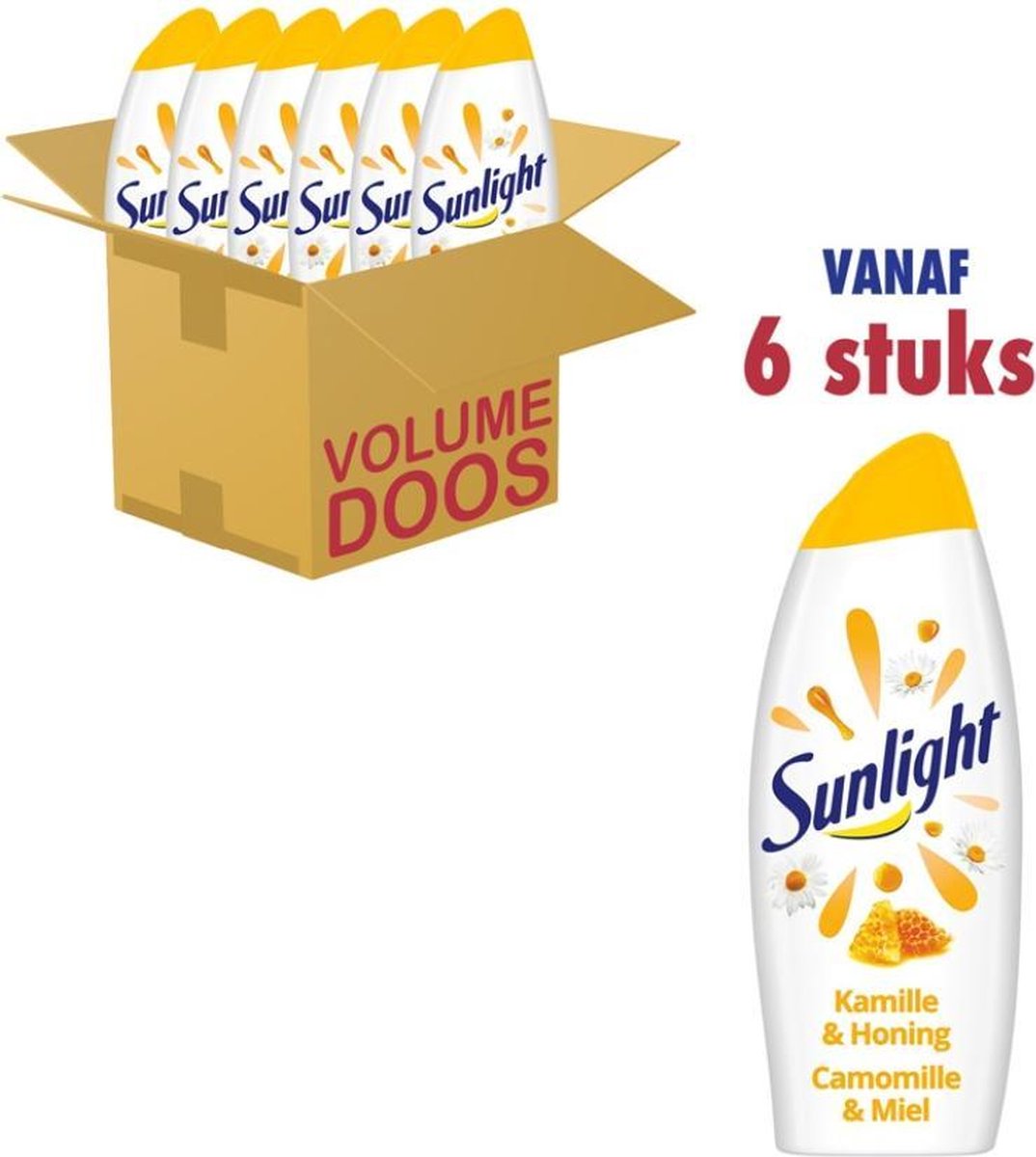 Sunlight Zeep - Badschuim - Kamille & Honing - pH-Huidneutraal - Voordeelverpakking 6 x 750 ml