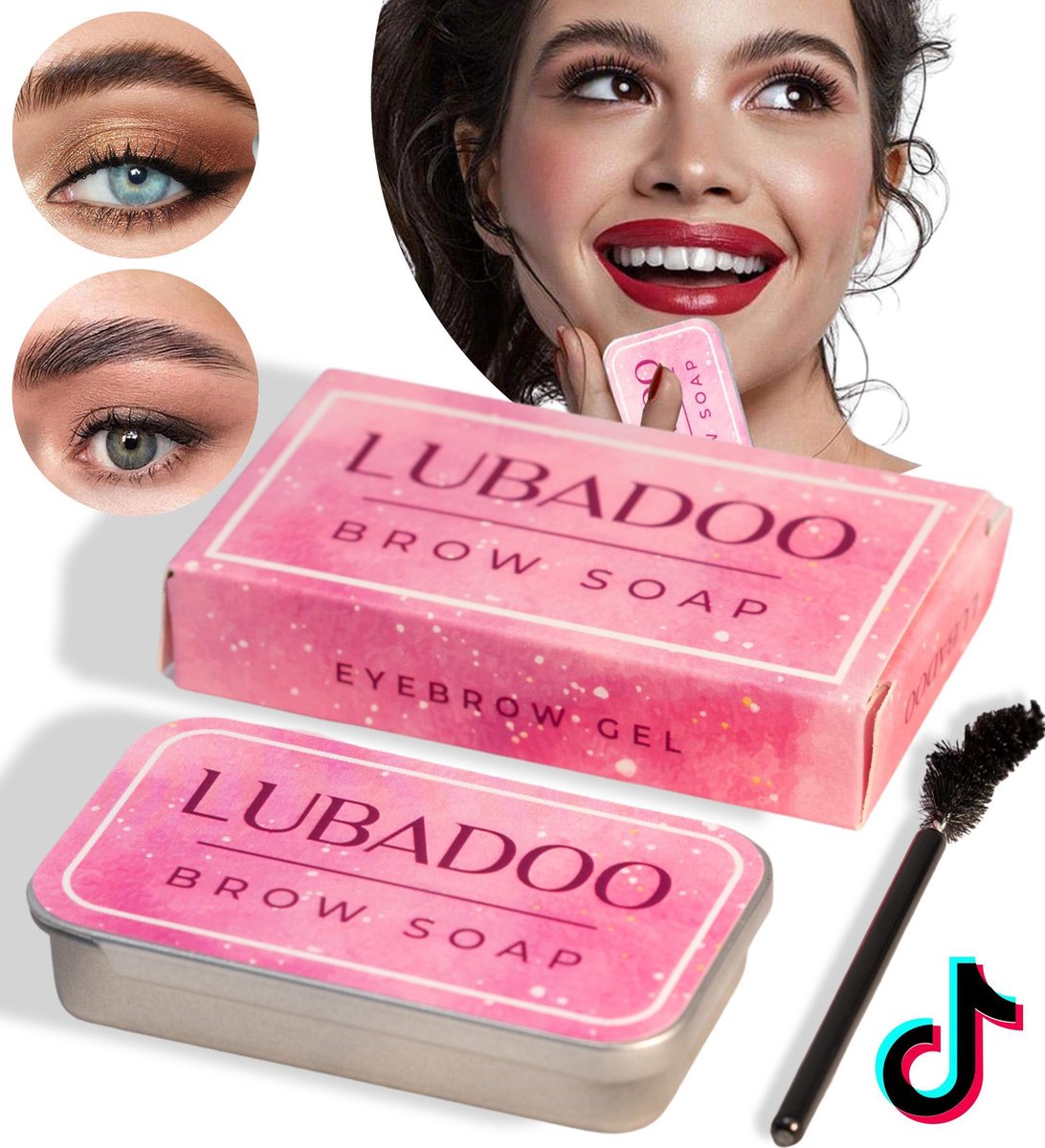 Lubadoo® Brow Soap met Wenkbrauw borstel – Wenkbrauw Wax & Wenkbrauwgel Transparant voor Soap Brows – Brow Gel Styling Soap - Browsoap - Wenkbrauw Zeep - Lamination - Lift - Make up