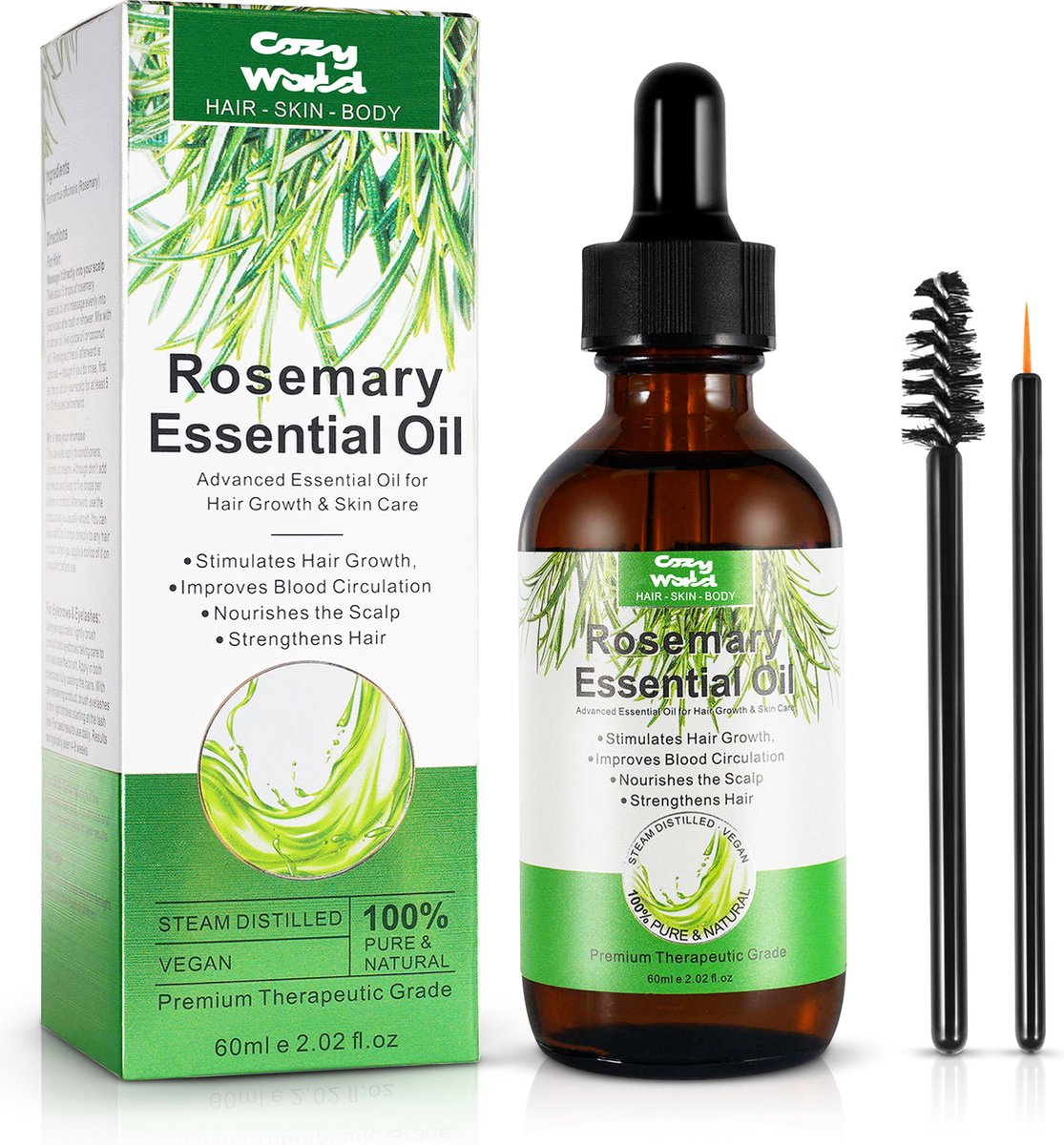 Cozy World - Rozemarijn Haarolie - Haarserum - Haaruitval - Wenkbrauw - Wimper - Olie - Hoofdhuid - Wonderolie - Rosemary hair oil