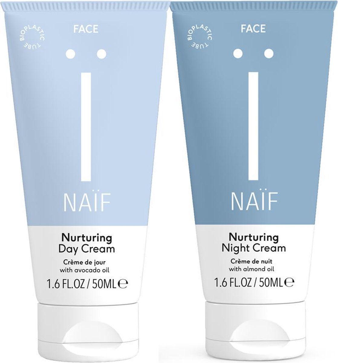 Naïf Dag & Nachtcrème - 2 x 50ml - Voordeelverpakking Gezichtsverzorging - met Natuurlijke Ingrediënten