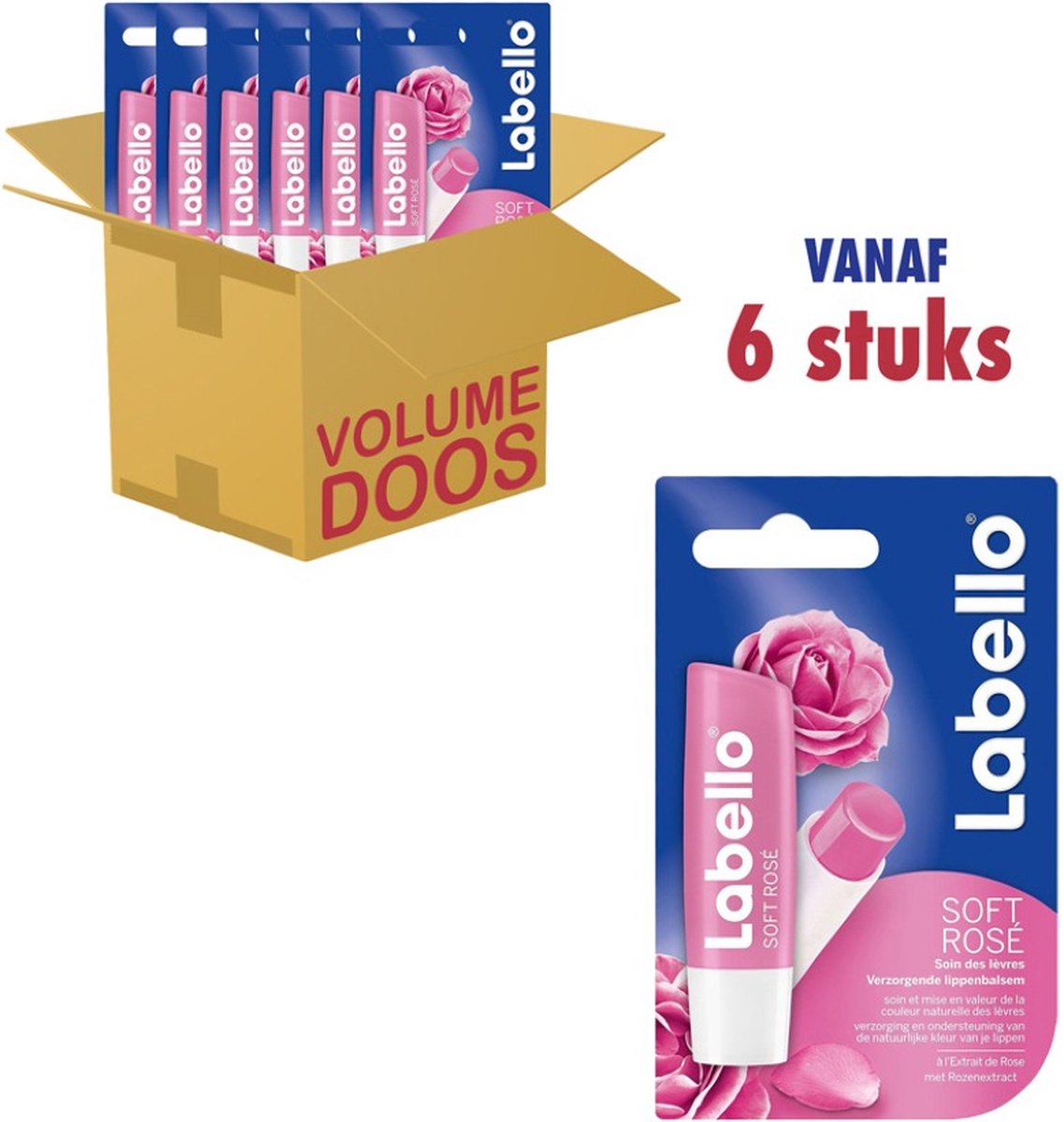 Lippenbalsem Soft Rose - Voordeelverpakking - 6 Stuks