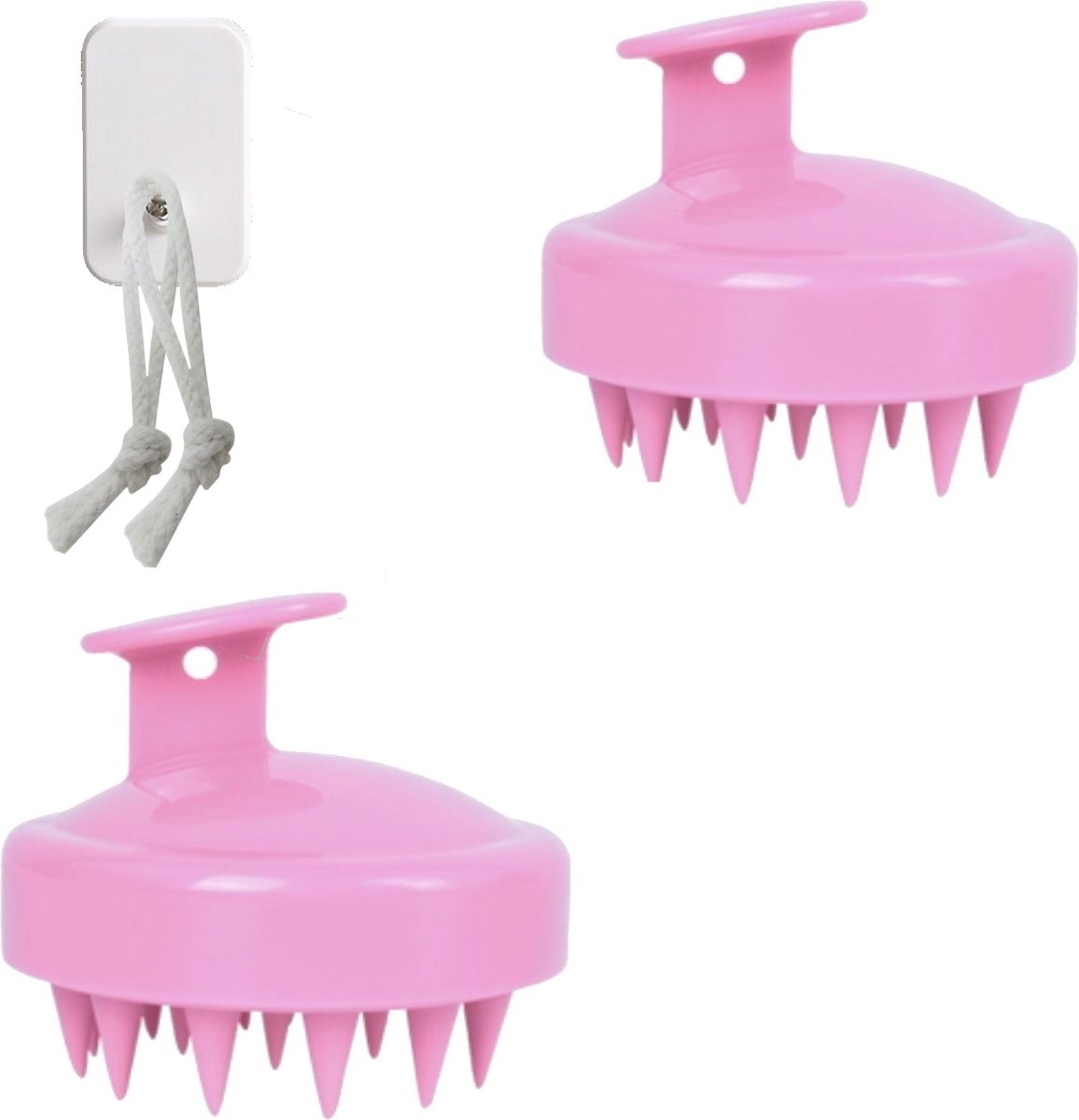 B&P - haarborstel rond silicone - 2 stuks - licht roze - hoofdhuid massage borstel - Anti-roos borstel - massage borstel haar - haargroei - shampoo brush – bad borstel