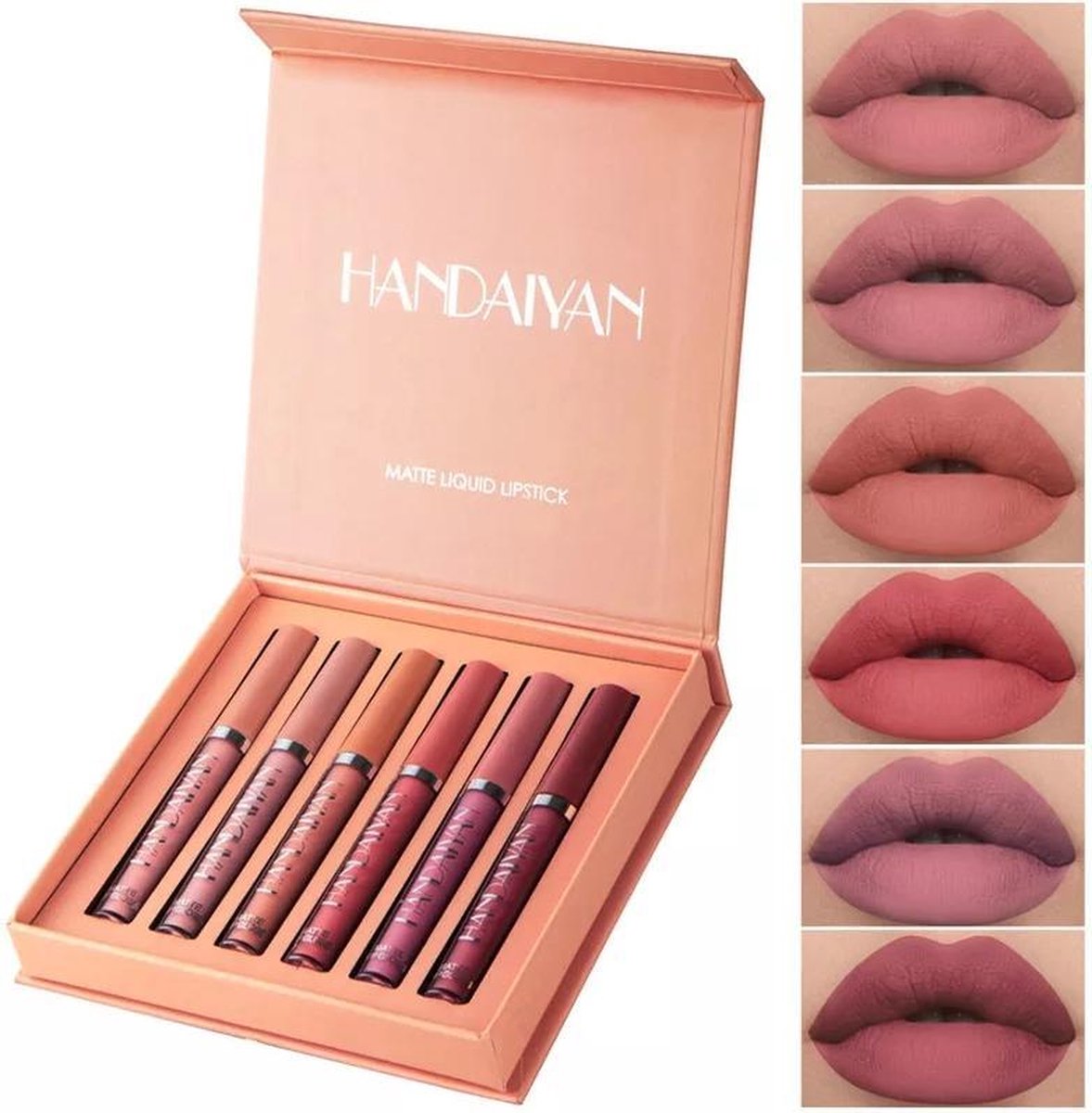 Handaiyan liquid lipsticks Set B - Set van 6 - Matte lippenstift - Waterproof - Make up set - Geschenkset - Giftset