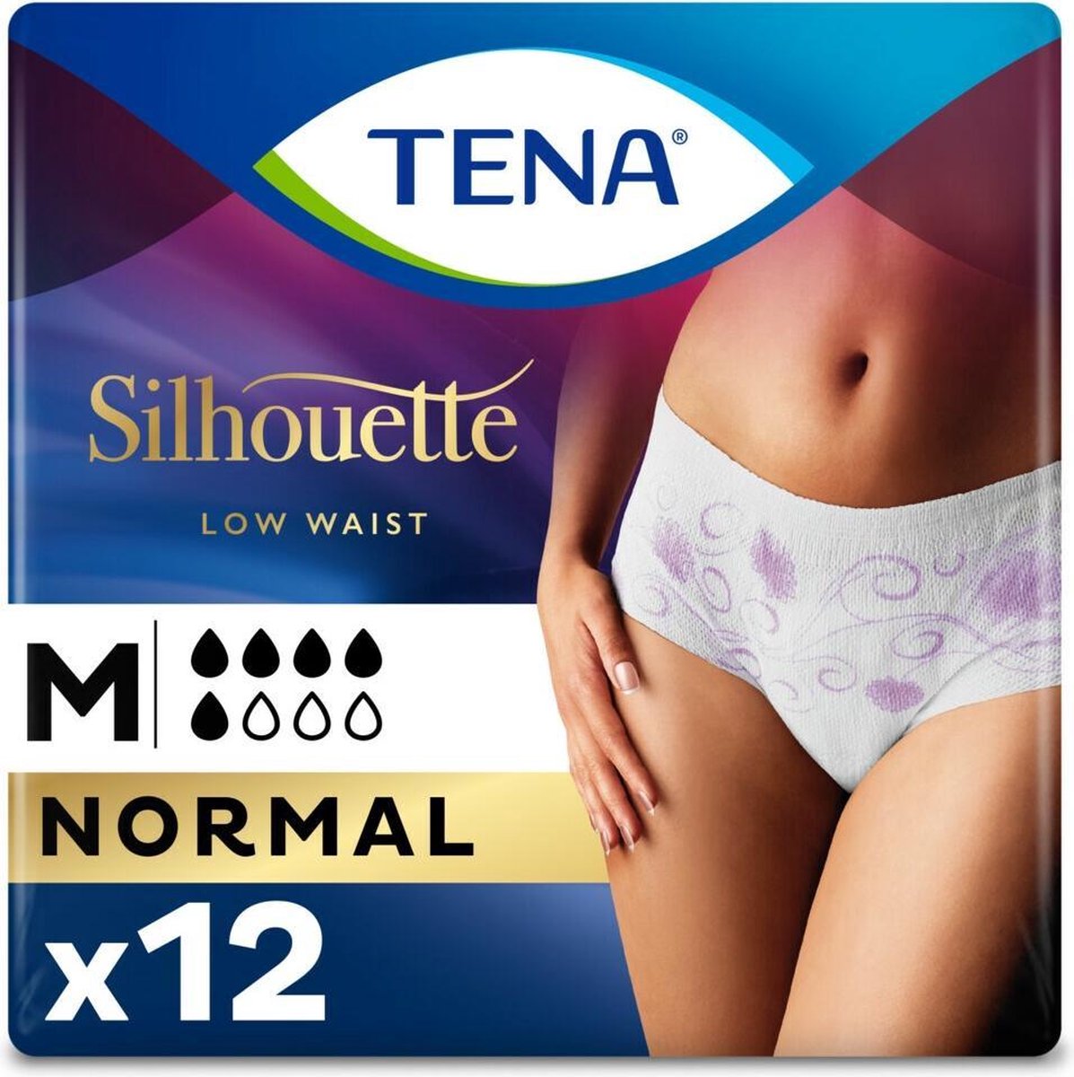 TENA Silhouette Normal Low Waist - L - Zwart - 9 stuks