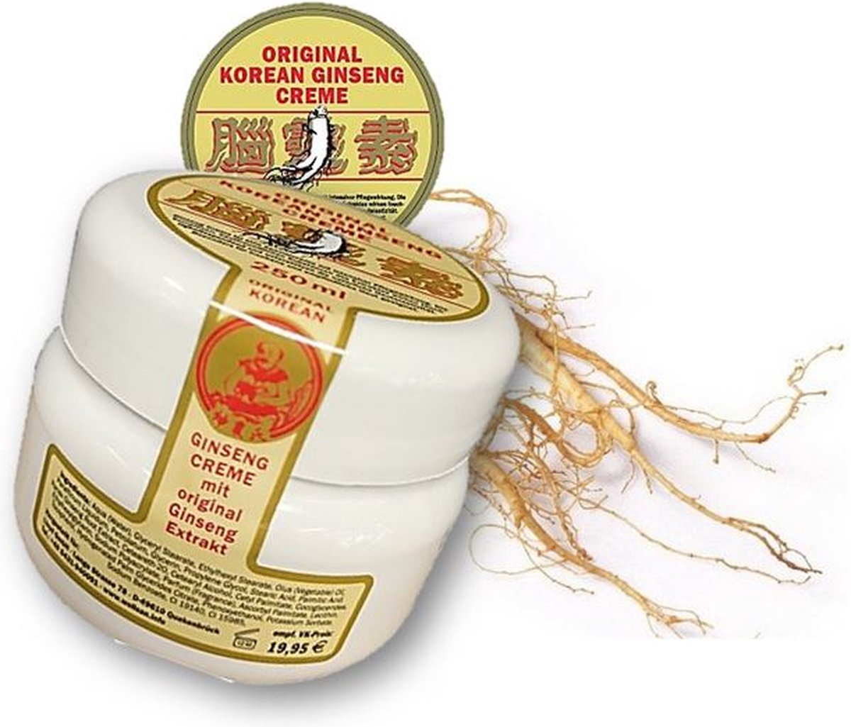 Ginseng Crème - 3 Potten - Panax Korean - Originele - 750 ml - Ginseng Wortel - Tegen Acne - De Snuffelaar®