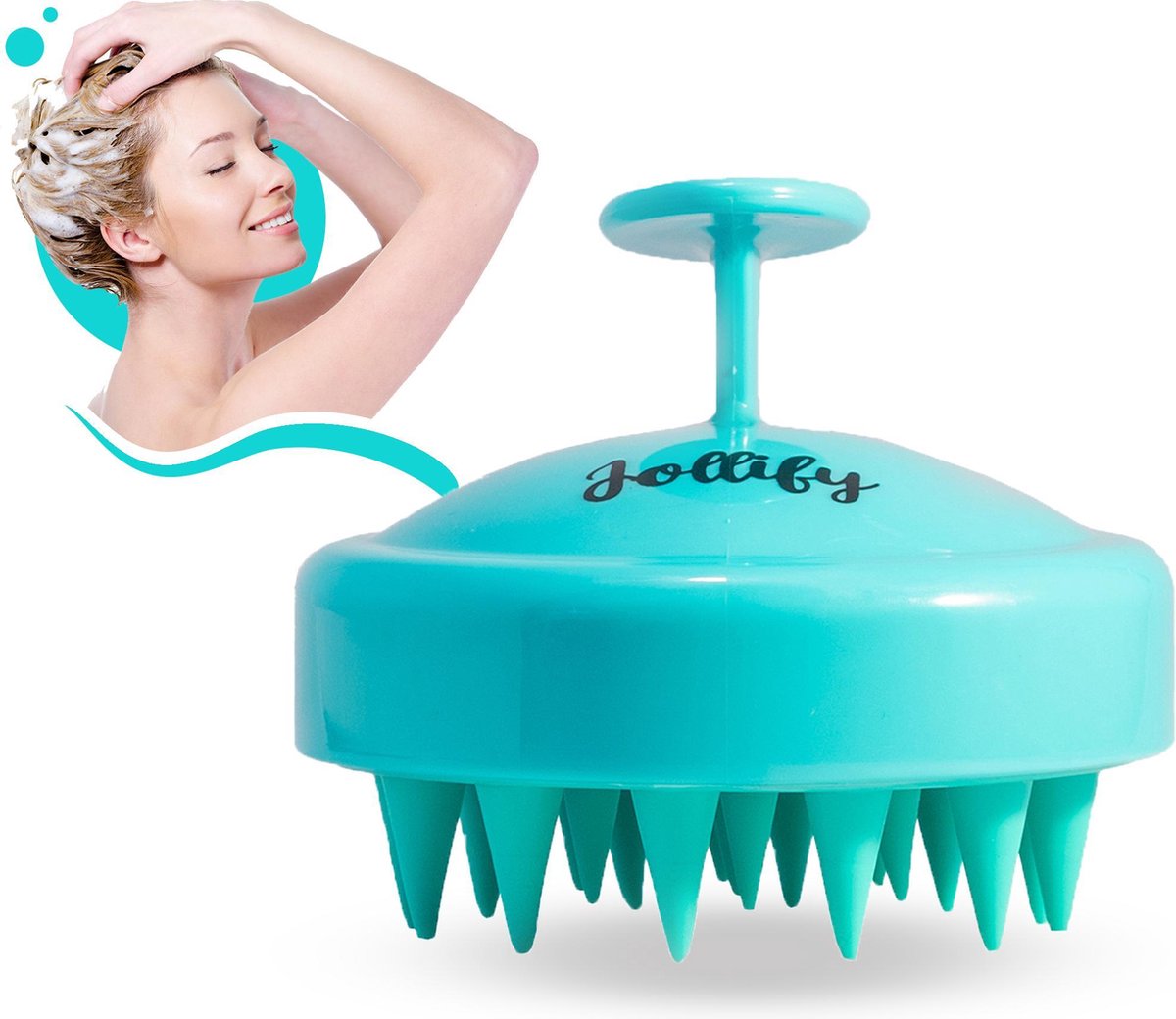 Jollify® SH3 - Siliconen Haarborstel - Shampoo Brush - Scalp Massager - Massage - No Dandruff - Flaky Brush - Hair Brush - Hairbrush - Haarverzorging - Anti Roos - Haargroei - Gezonde Hoofdhuid - Scrub - Turquoise