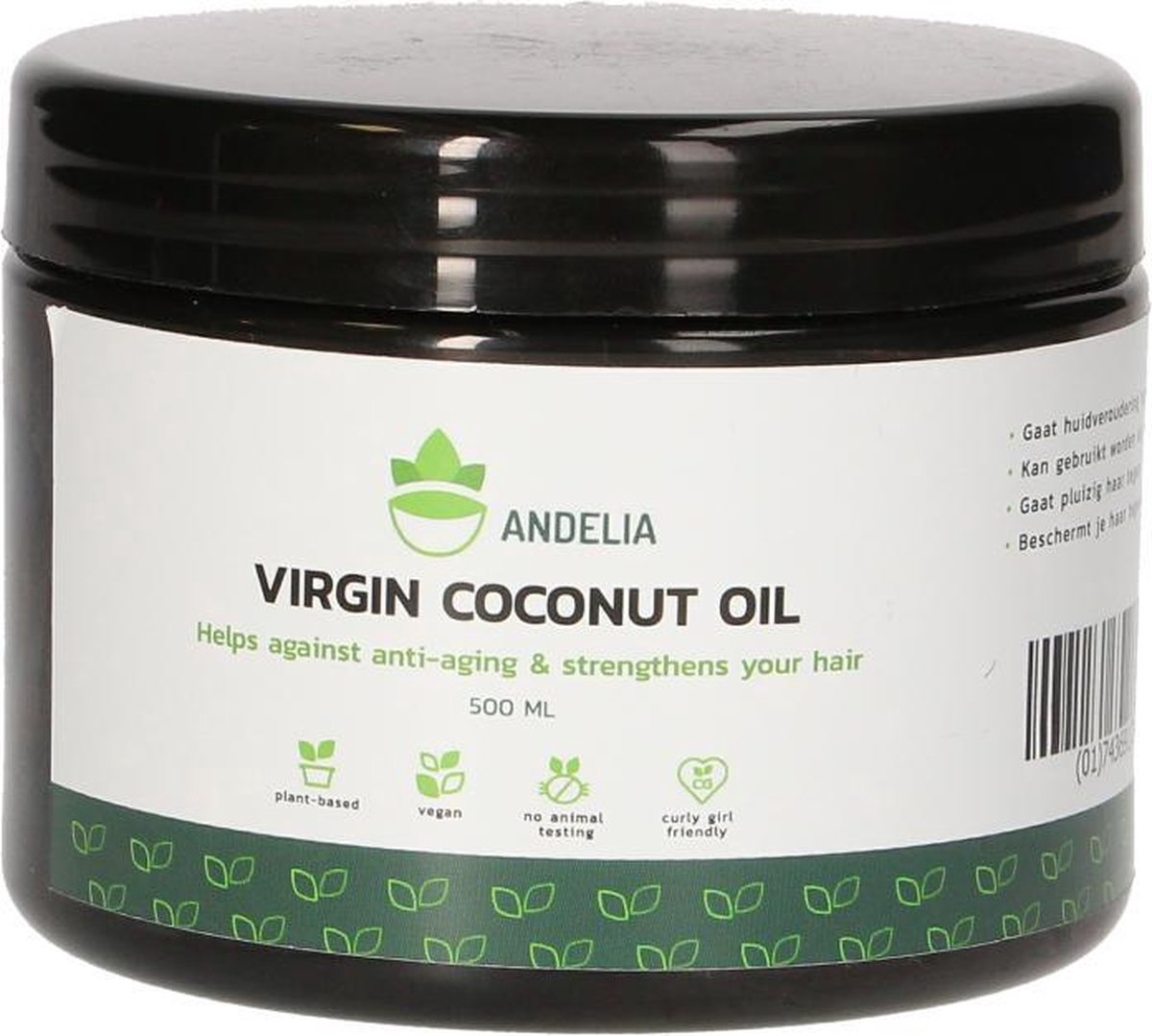 Andelia Virgin Kokosolie | Huile de Noix de Coco Vierge | 100% Puur & Vegan | geschikt haar & huid | 500ml