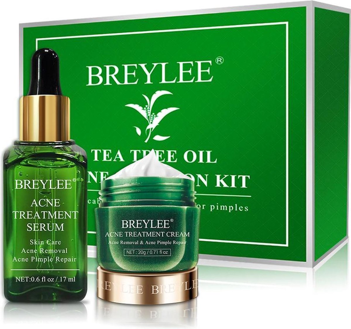 BREYLEE TEA TREE OIL | ACNE SOLUTION KIT | ACNE VERWIJDERAAR | PUISTEN VERWIJDERAAR | HUIDVERZORGING