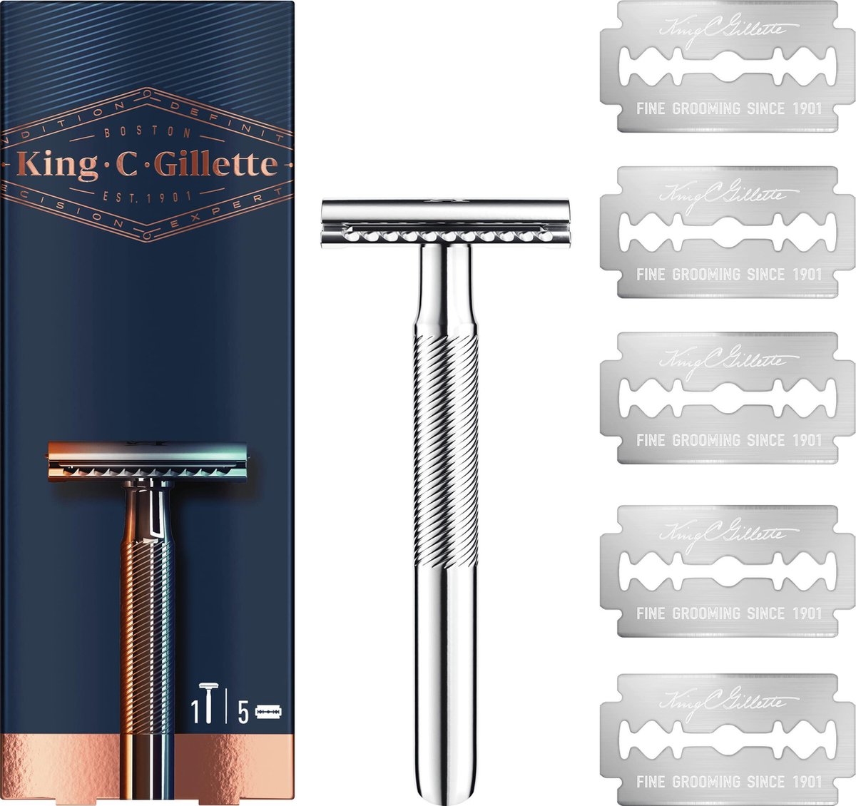 King C. Gillette Double Edge Safety Razor - 5 Scheermesjes