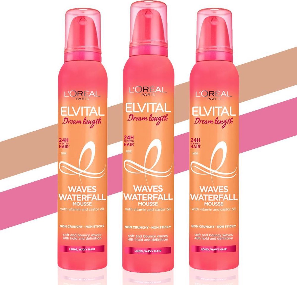 L'Oréal Paris Elvive Dream Long Nourishing Waves Waterfall Mousse Multi Pack - 3 x 200 ml