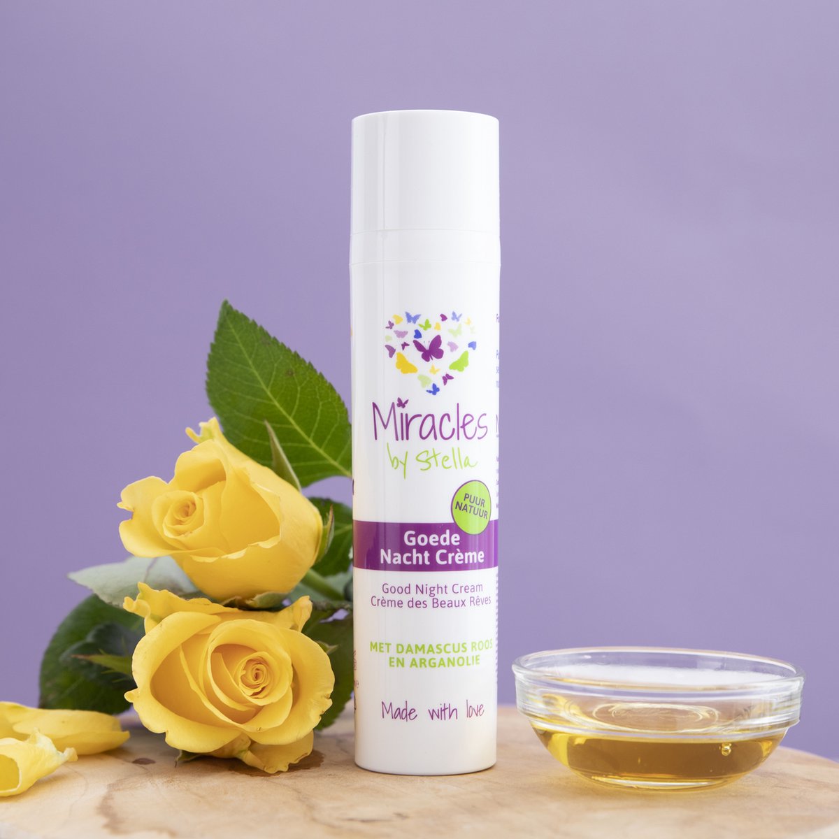 100% natuurlijke & vegan nachtcrème - Miracles by Stella Goede Nacht Crème met Damascus Roos & Arganolie
