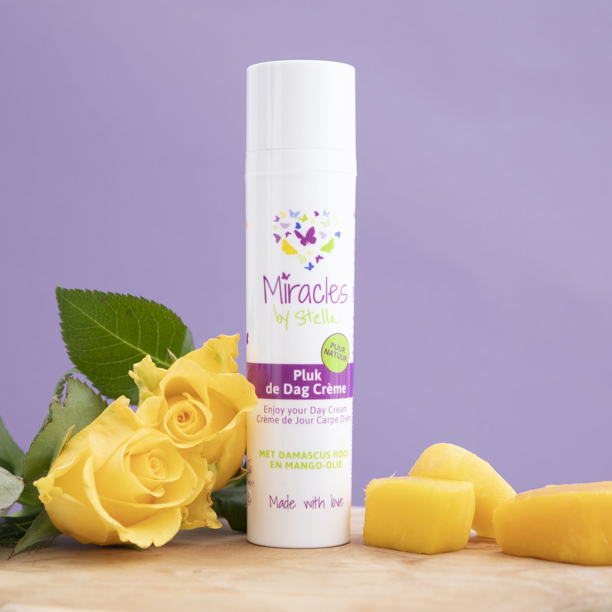 100% natuurlijke & vegan dagcrème - Miracles by Stella Pluk de Dag Crème met Damascus Roos & Mango-olie