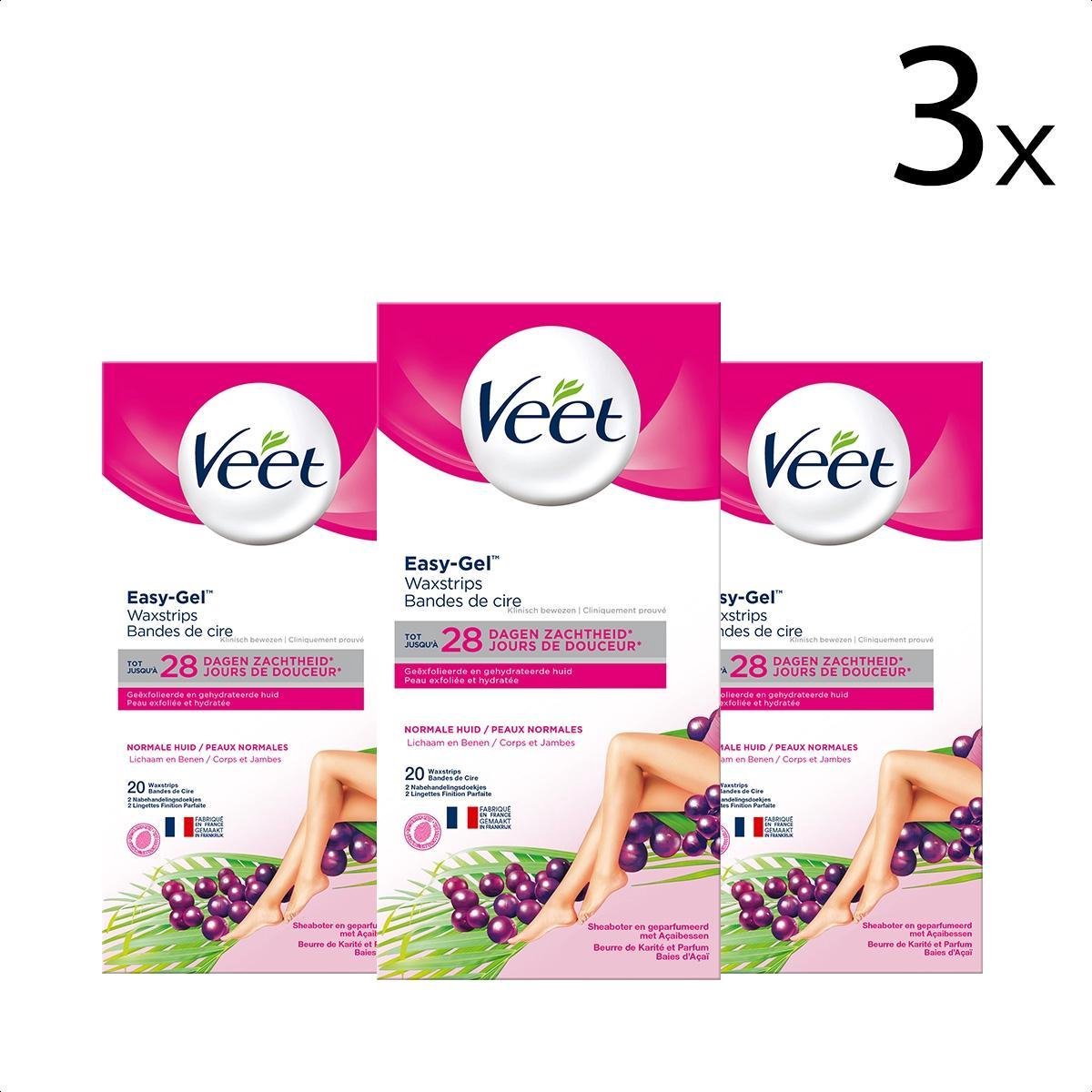 Veet - Ontharingsstrips - Benen & Lichaam - Normale Huid - Easy-Gelwax - 20 stuks