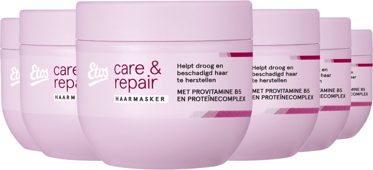 Etos Haarmasker Care & Repair - Vegan - 6 x 300ML - voordeelverpakking