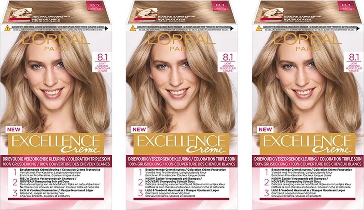 Loreal Paris Excellence Creme 8.1licht Voordeelbox - 3 Pack