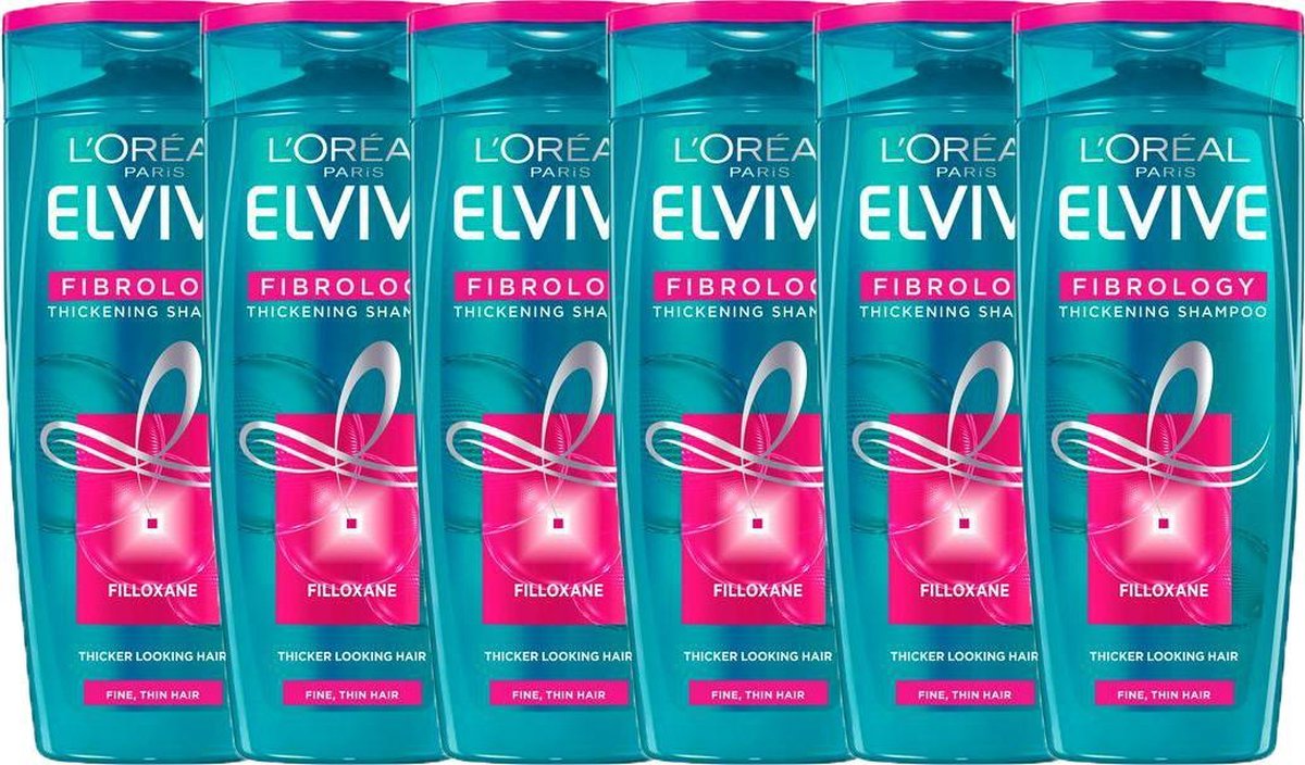 L'Oréal - Elvive - Shampoo - Fibralogy - 6 x 500 ML - Voordeelverpakking - Voor dikker haar