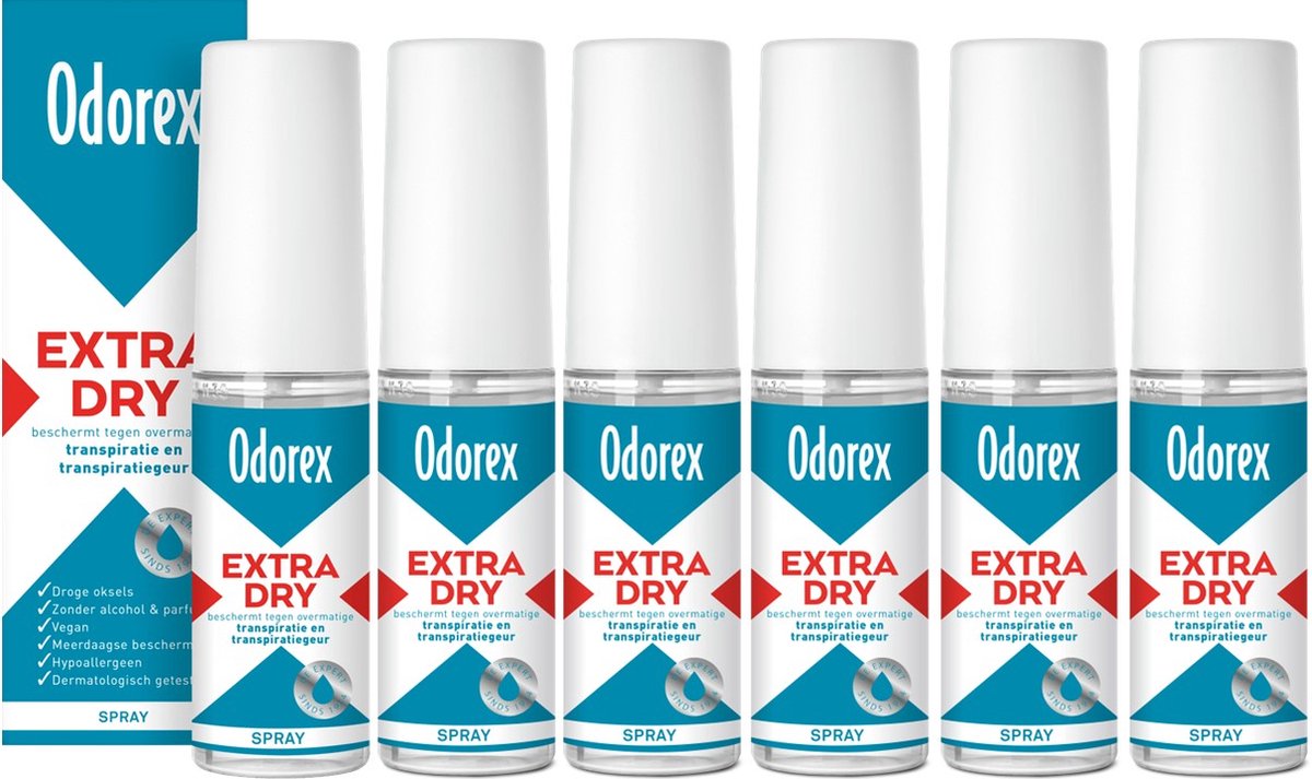 Odorex Extra Dry Spray - Voordeelverpakking - Unisex - 6x 30ml