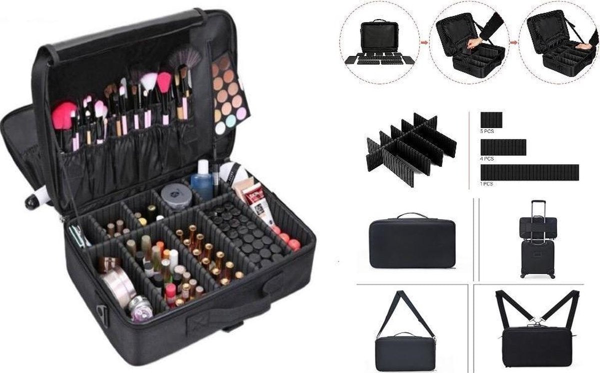 VDD Visagie make up koffer - make up cosmetica tas - beauty case - Reiskoffer - Groot 41 x 31 x 14 cm
