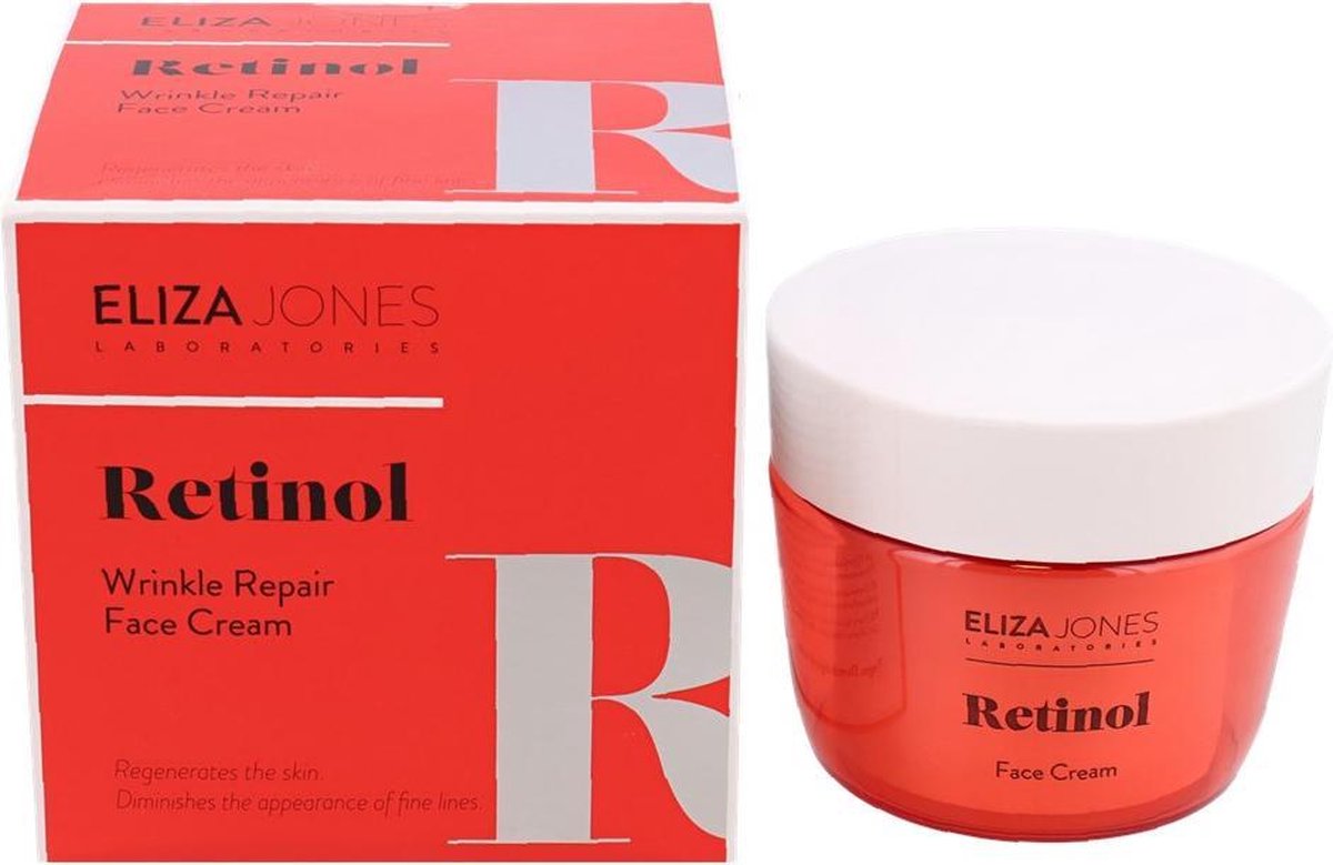 Eliza Jones laboratories, verzorgende gezicht crème met Retinol, nutri-peptides,hydromanil en avocado olie
