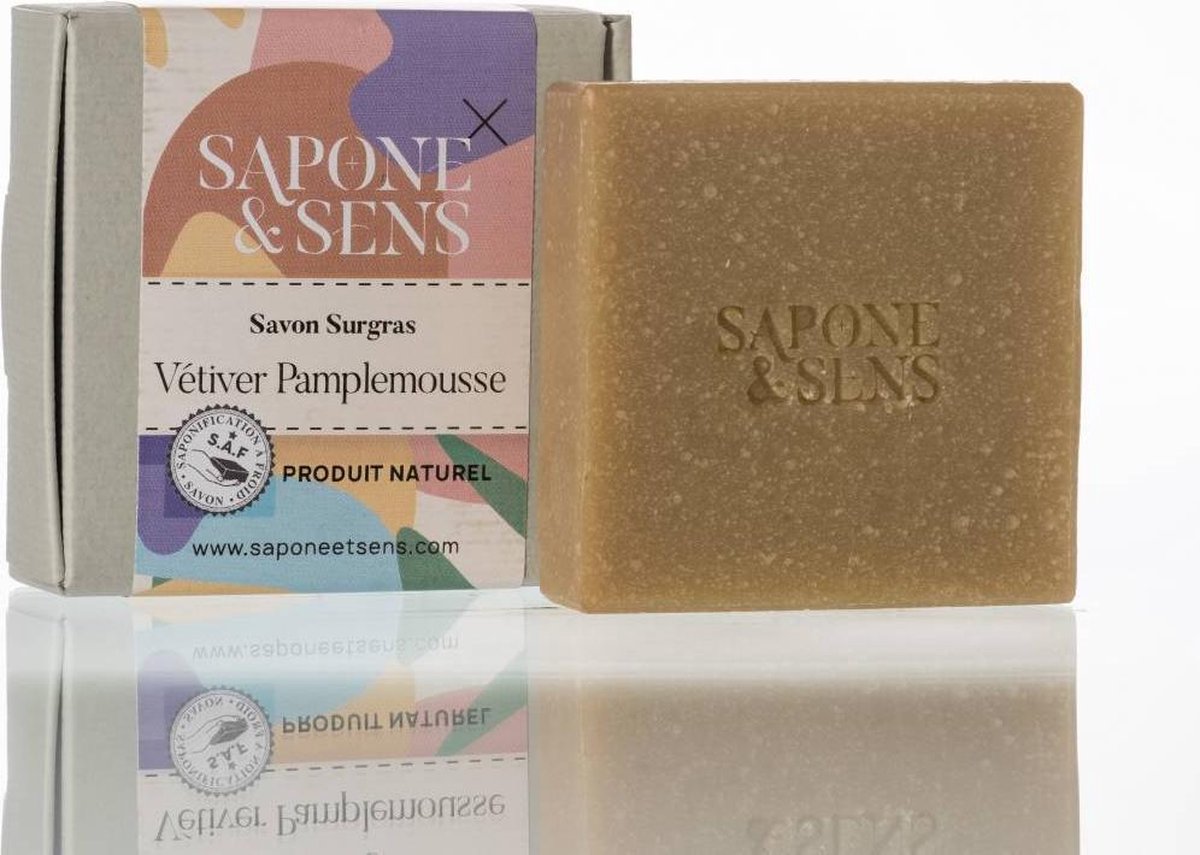 Franse Zeep, Savon Gras Vetiver Poudre de Riz (Frisse Hypoallergene rijstpoeder zeep)