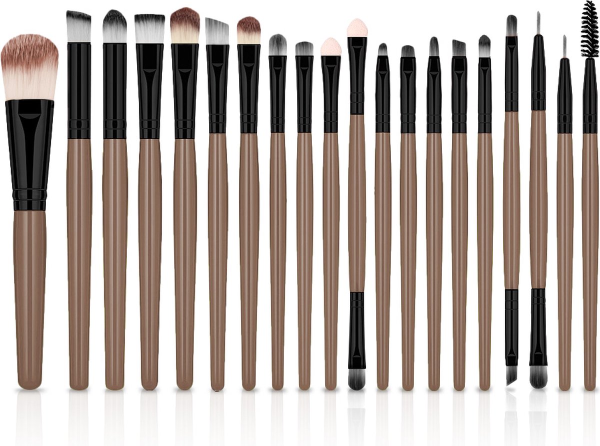 Evvie 20-delige make-up kwasten set - goud paars