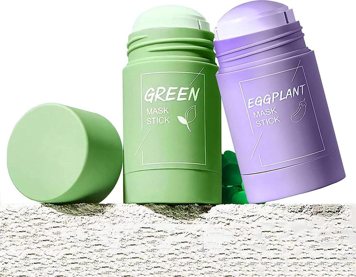 Green Mask Stick - Aubergine Mask Stick - 2 Stuks - Huid verzorging - Acne verzorging - Eggplant