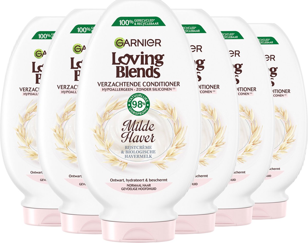 Garnier Loving Blends Conditioner - Milde Haver - Normaal Haar en Gevoelige Hoofdhuid - 6 x 250 ml - Voordeelverpakking