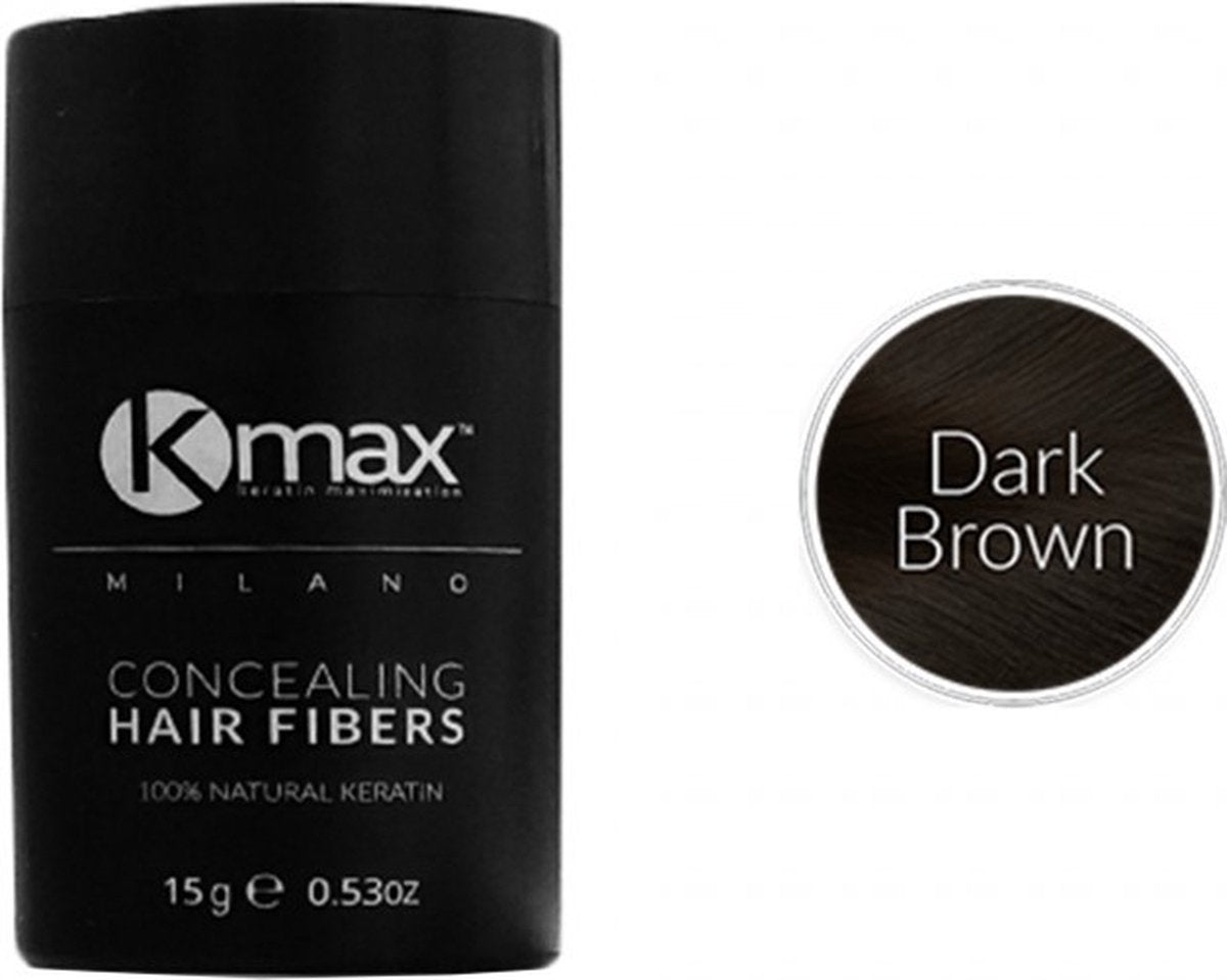 Kmax keratine haarvezels - Donkerbruin (15 gr)