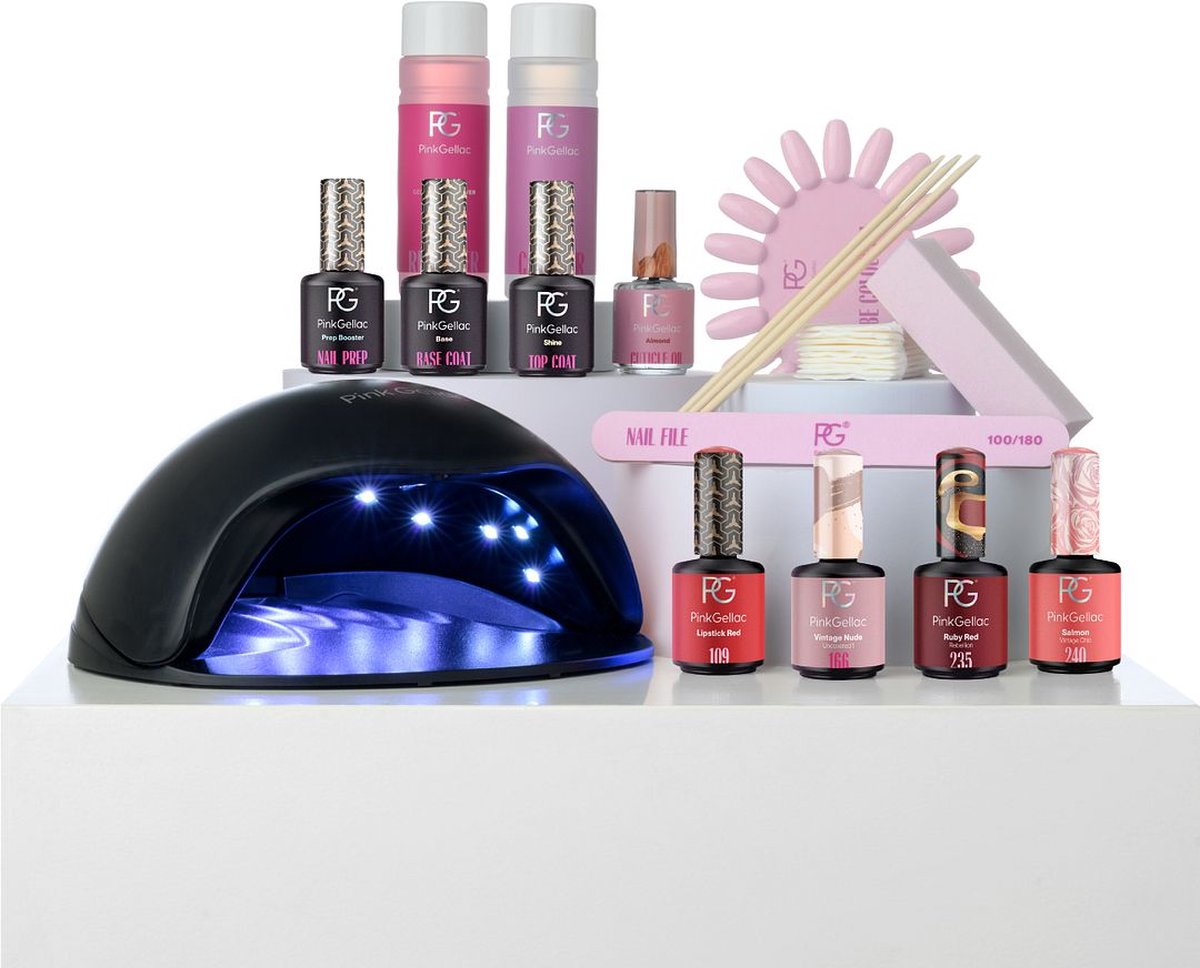 Pink Gellac - Gellak Starterspakket - Peel off Gel Nagellak Set inclusief LED lamp - Voor Gelnagels - 5 stuks