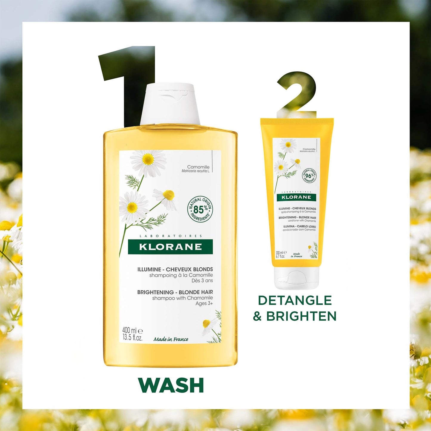 KLORANE Brightening Shampoo with Camomile for Blonde Hair 400ml