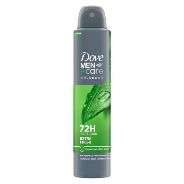 72h protection extra fresh anti-transparantMen Care Advanced Extra Fresh Antiperspirant Deodorant Spray 200ml