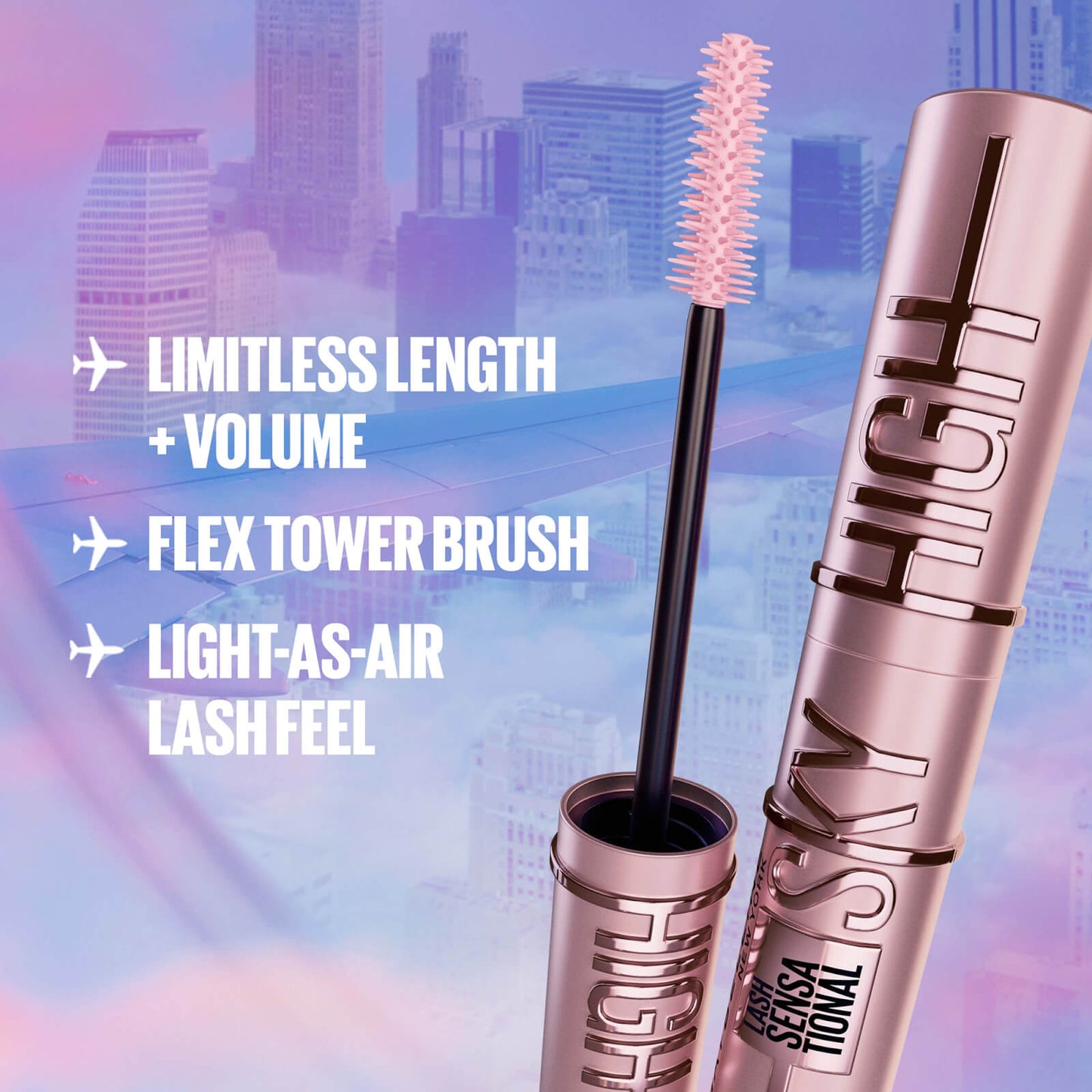 Maybelline Lash Sensational Sky High Volumizing and Thickening Eyelash Lengthening Mascara (Various Shades) - Blue Mist