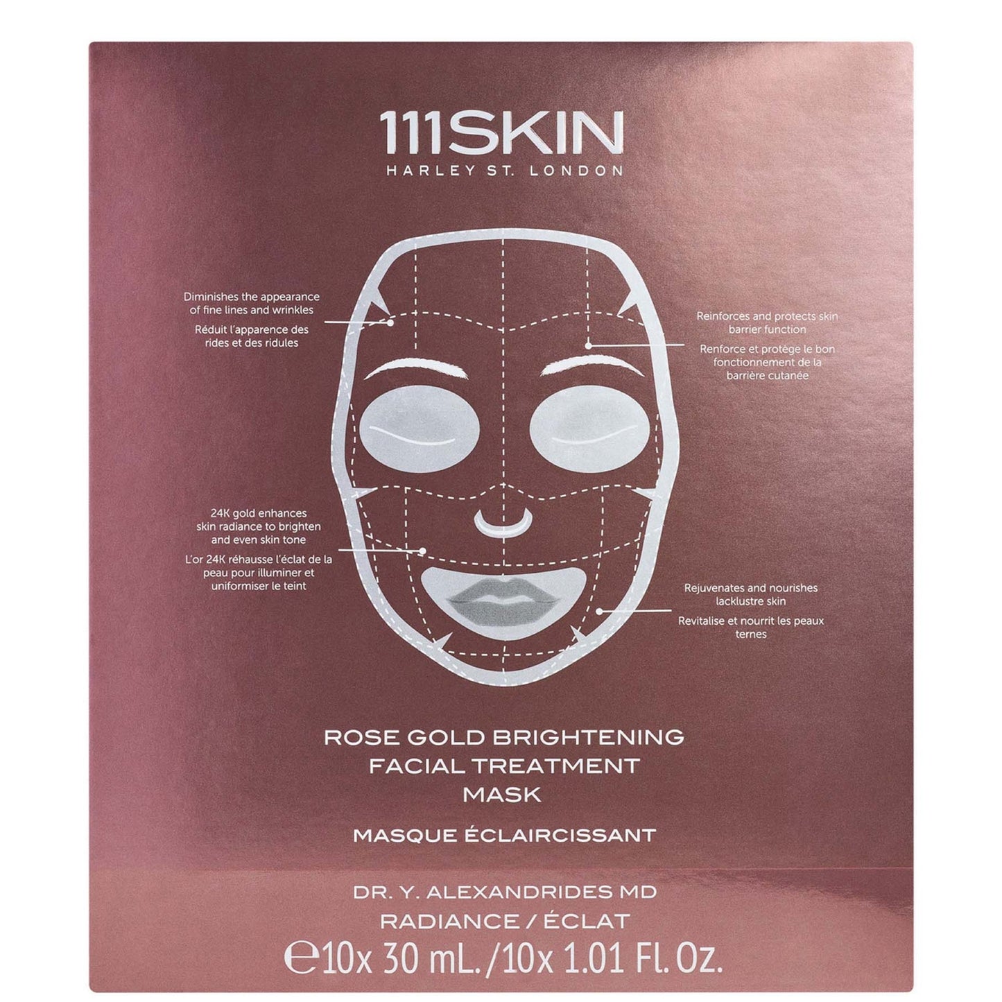 111Skin Rose Gold Brightening Facial Treatment Mask Box