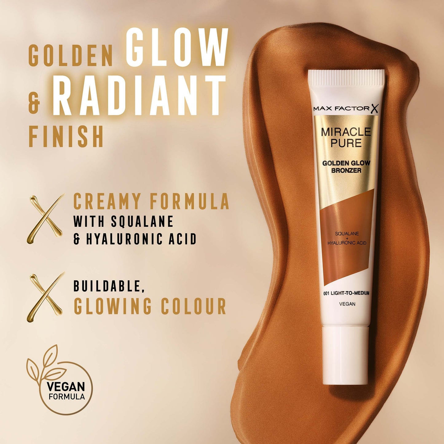 Max Factor Miracle Pure Golden Glow Bronzer 15ml (Various Shades) - 001 Light to Medium