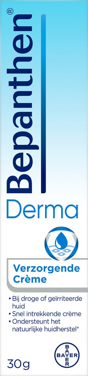 Bepanthen Verzorgende Creme - snel intrekkend, hydraterend - zonder parfum - droge en geirriteerde huid - 30 gram