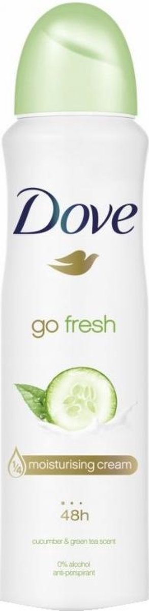 Dove Go Fresh Cucumber Deodorant Spray - Anti-transpirant Deodorant Spray voor Vrouwen - Mild Alcoholvrij - 150ml - 1 stuk