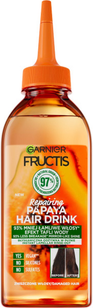 Fructis Hair Drink Papaya instant vloeibare lamellaire conditioner voor beschadigd haar 200ml
