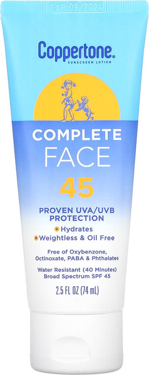 Coppertone - Sunscreen Lotion - Complete Face - SPF45 - 74 ml