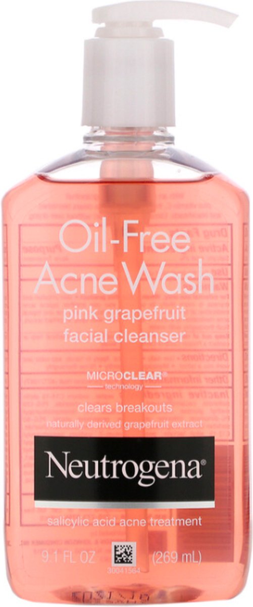 Neutrogena - Oil-Free Acne Wash - Salicylic Acid Acne Treatment - Pink Grapefruit Facial Cleanser - 269 ml