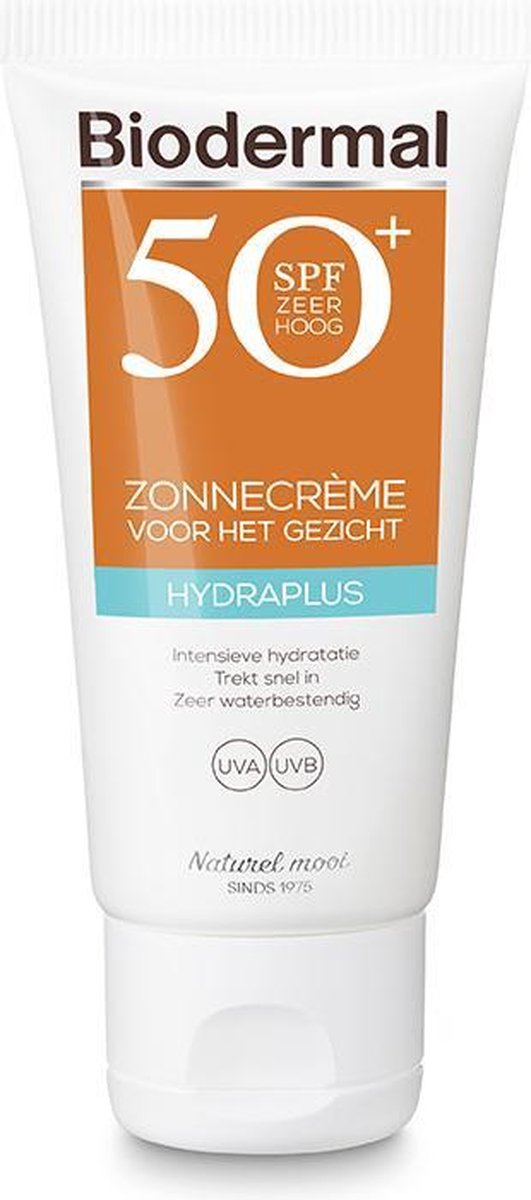 Biodermal Zonnebrand - Zonnebrandcreme gezicht -Hydraplus Face SPF50 - 50ml