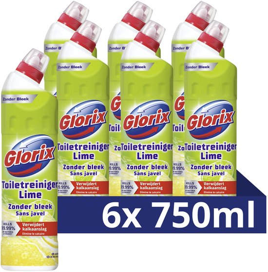 Glorix Toiletreiniger - Zonder Bleek - Lime - 6 flessen x 750 ml