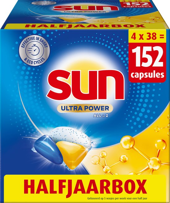 Sun Ultra Power Vaatwascapsules - 4 x 38 stuks - 152 capsules
