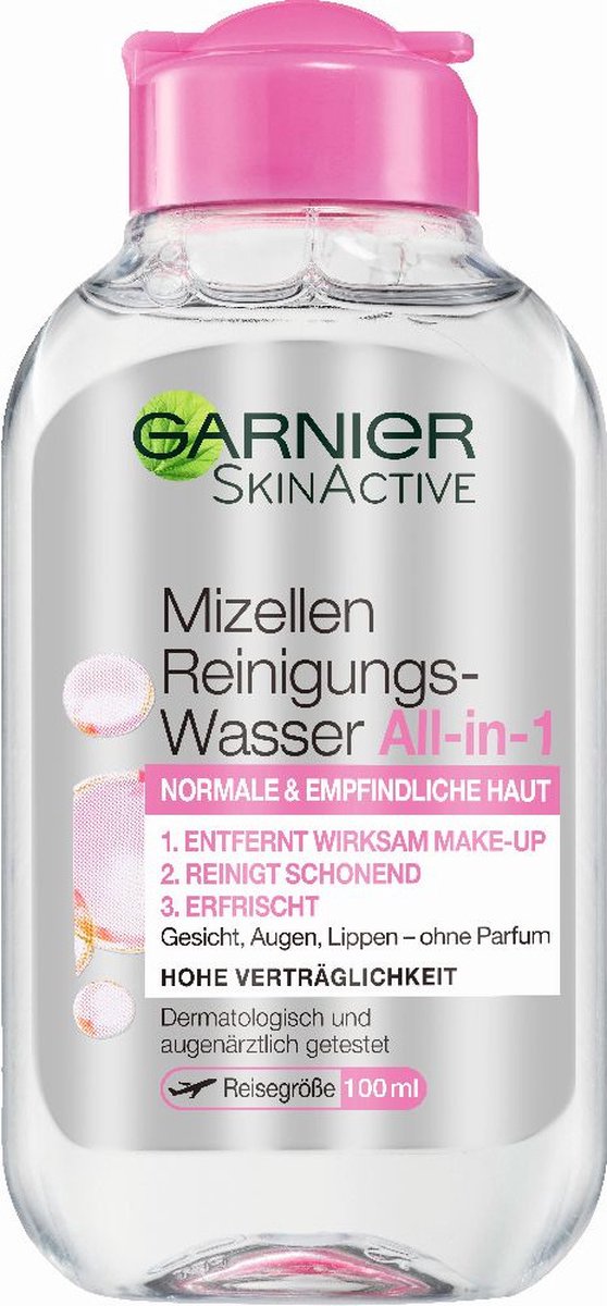 Garnier | 3 x 100 ml Miccelair water | reinigen gezicht, ogen en lippen | mini flacon | reis formaat