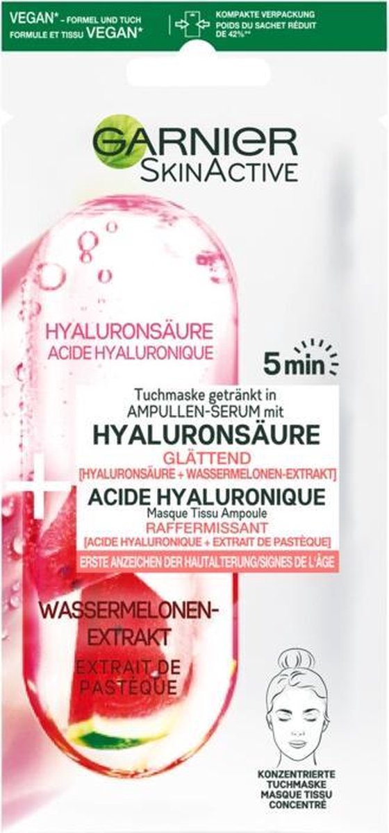SkinActive Tissue Gezichtsmasker Watermeloen & Hyaluronzuur - 1 stuk