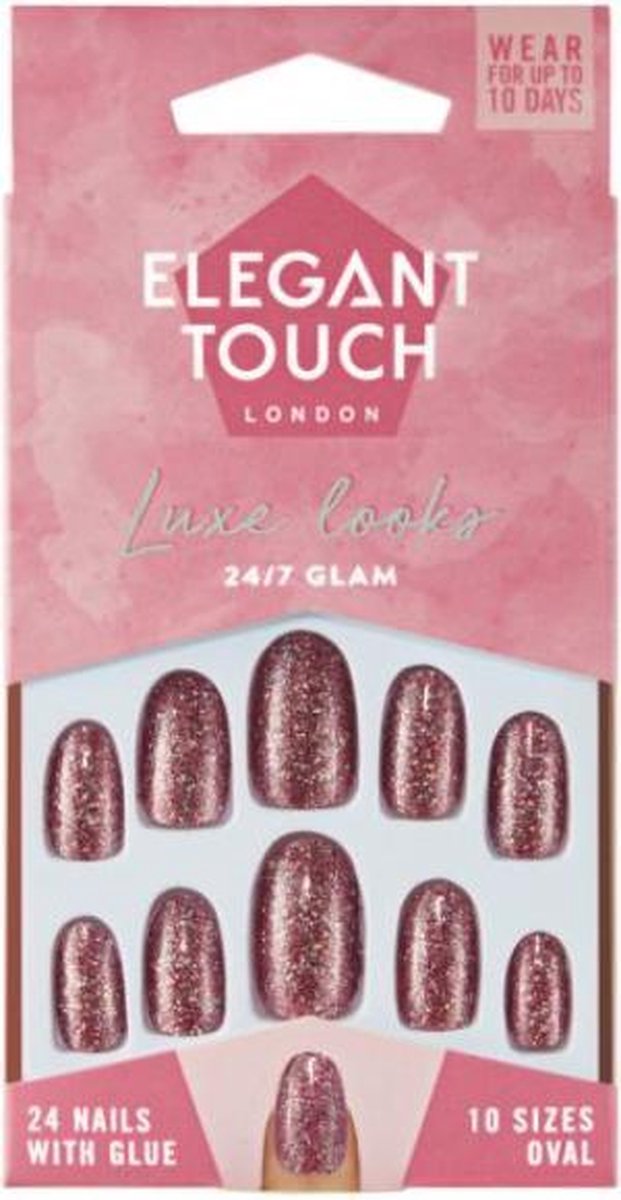 Elegant Touch 24/7 Glam Nails - Kunstnagels - Nagels - Press on nails - Plaknagels - Nepnagels - 24 stuks - Beste Kwaliteit