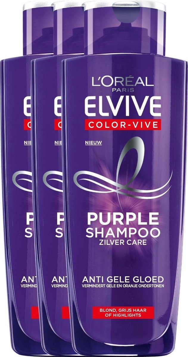 L'Oréal Paris Elvive Color Vive Purple Zilver Shampoo - 6 x 200 ml - Voordeelverpakking
