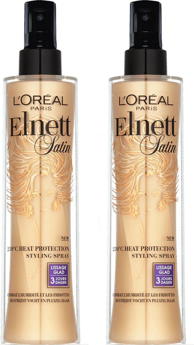 L'Oréal Paris Elnett Satin Heat Protection Spray - Hitte Beschermende Spray - Glad - Haarspray - 2x 170 ml